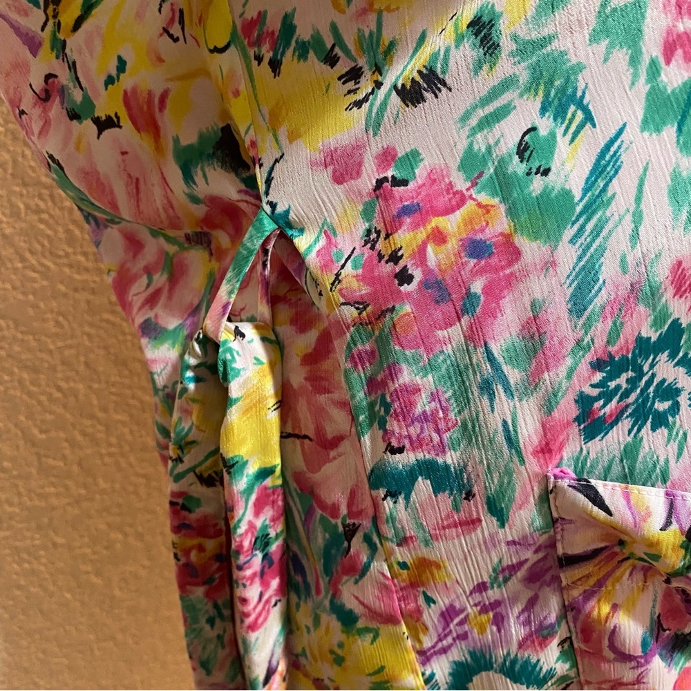 Vtg Victorias Secret Bathrobe One Size Pink Floral Terry Lined Gold Label *FLAWS - Picture 6 of 16